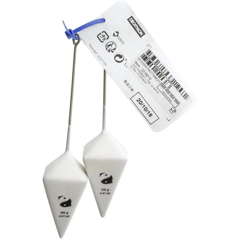 Plomb De PĂȘche En Surfcasting Pyramide + Tige X2 Blanc â Image 2