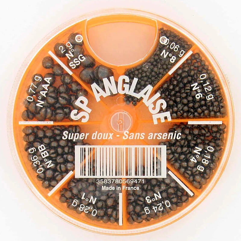 Plomb PĂȘche Au Coup BOITE 8 CASES PLOMB FENDUS